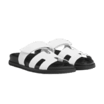 Hermes Chypre Sandals - White Palladium Hardware - Image 2