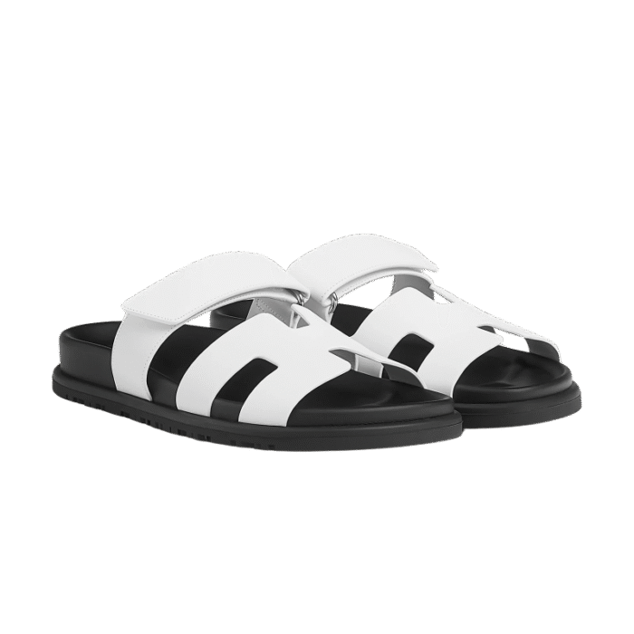 Hermes Chypre Sandals - White Palladium Hardware - Image 2