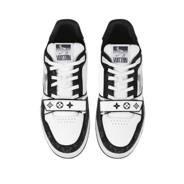 Louis Vuitton LV Trainer - Velcro Strap Monogram Denim Black White - Image 3