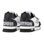 Louis Vuitton LV Trainer - Velcro Strap Monogram Denim Black White - Image 4