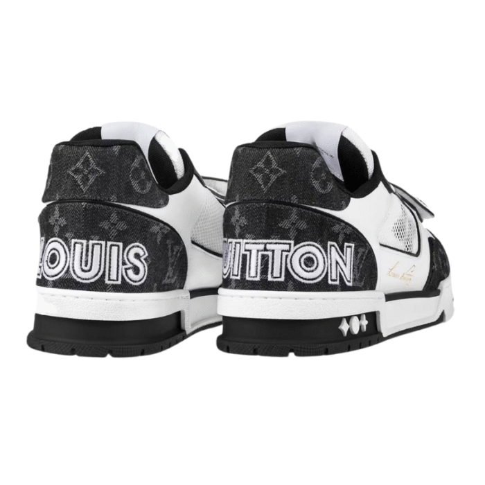 Louis Vuitton LV Trainer - Velcro Strap Monogram Denim Black White - Image 4