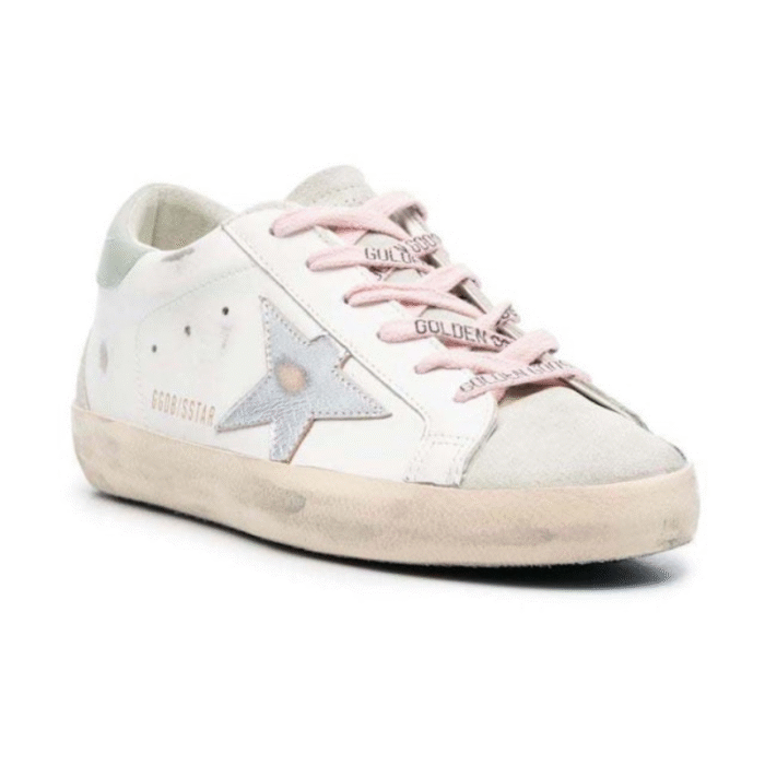 Golden Goose Super-Star Leather Sneakers - White Silver Aqua - Image 2