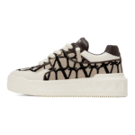 VALENTINO GARAVANI Off-White & Brown One Stud XL Sneakers - Image 2