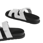 Hermes Chypre Sandals - White Palladium Hardware - Image 4