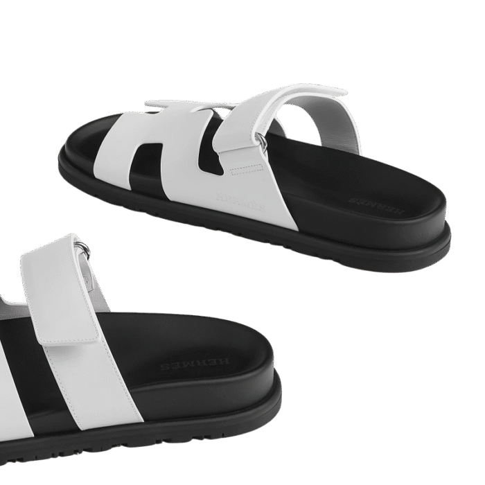 Hermes Chypre Sandals - White Palladium Hardware - Image 4