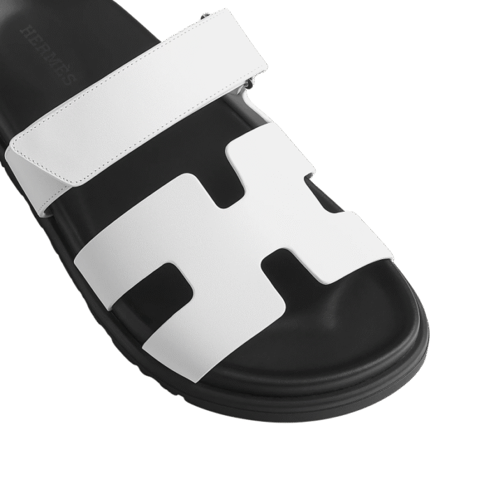 Hermes Chypre Sandals - White Palladium Hardware - Image 5