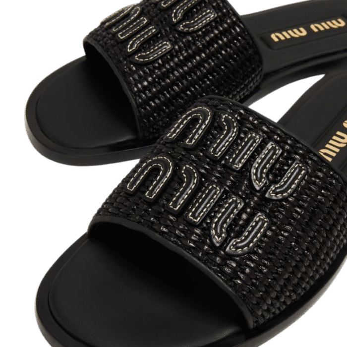 Miu Miu Logo Slipper Black - Image 3