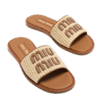 Miu Miu Logo Slipper Natural - Image 3