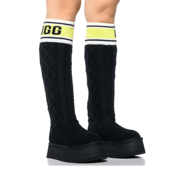UGG Classic Sweater Letter Boot - Black - Image 6