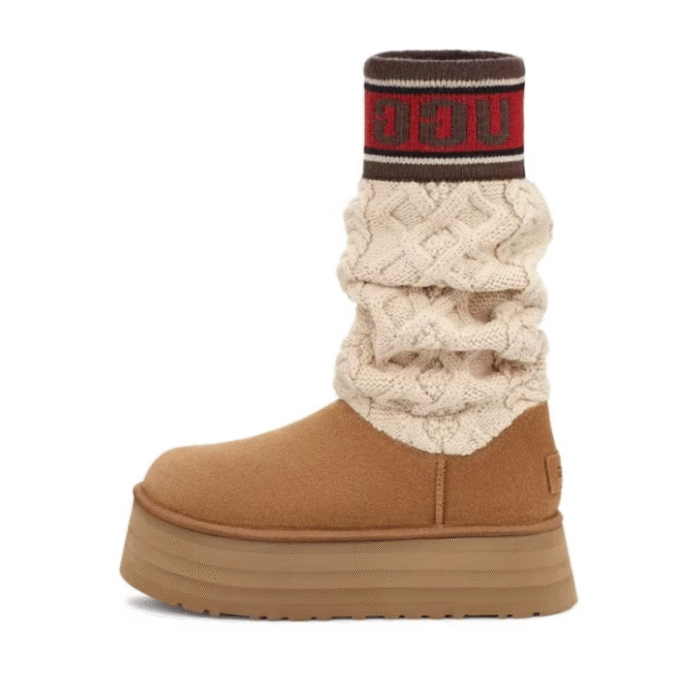 UGG Classic Sweater Letter Boot - Chestnut - Image 5
