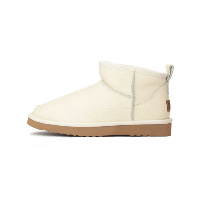 UGG Classic Ultra Mini Platform Leather Boots - White/Cream - Image 2