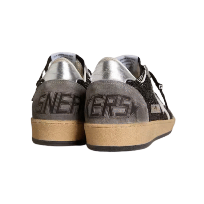 Golden Goose Ball Star sneakers black glitter upper with gray suede inserts - Image 4