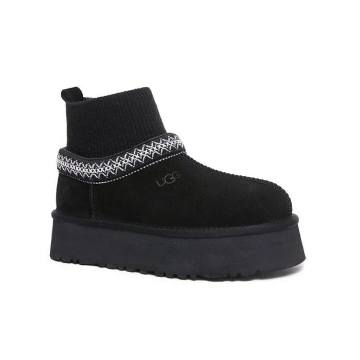 UGG Tazz Slipper with knit sock Black - Image 3