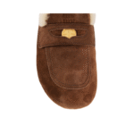 Miu Miu Flat Sabots in Suede & Shearling Brown - Image 5