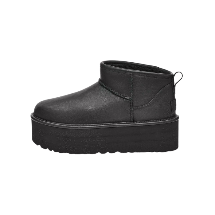 UGG Classic Ultra Mini Platform Leather Boots - Black - Image 2