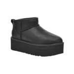UGG Classic Ultra Mini Platform Leather Boots - Black - Image 3