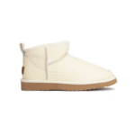 UGG Classic Ultra Mini Platform Leather Boots - White/Cream