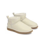 UGG Classic Ultra Mini Platform Leather Boots - White/Cream - Image 3